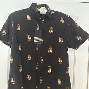 Black Corgi Dad Print Men's Shirt